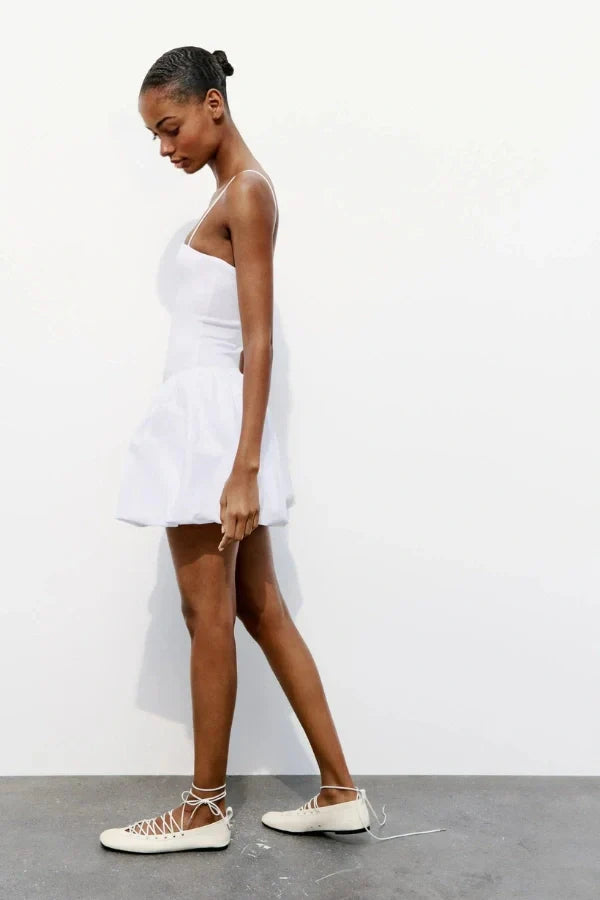 Aubrey Hafif Balon Etek Mini Elbise