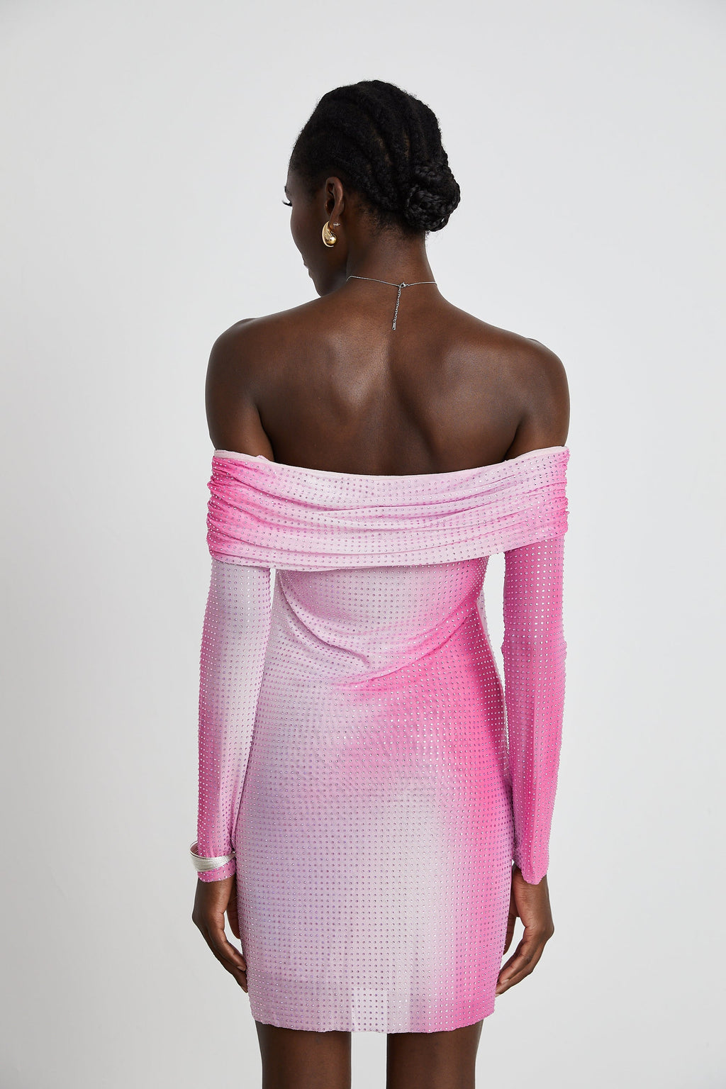 Andréa İşlemeli Omuzları Açık Mini Elbise