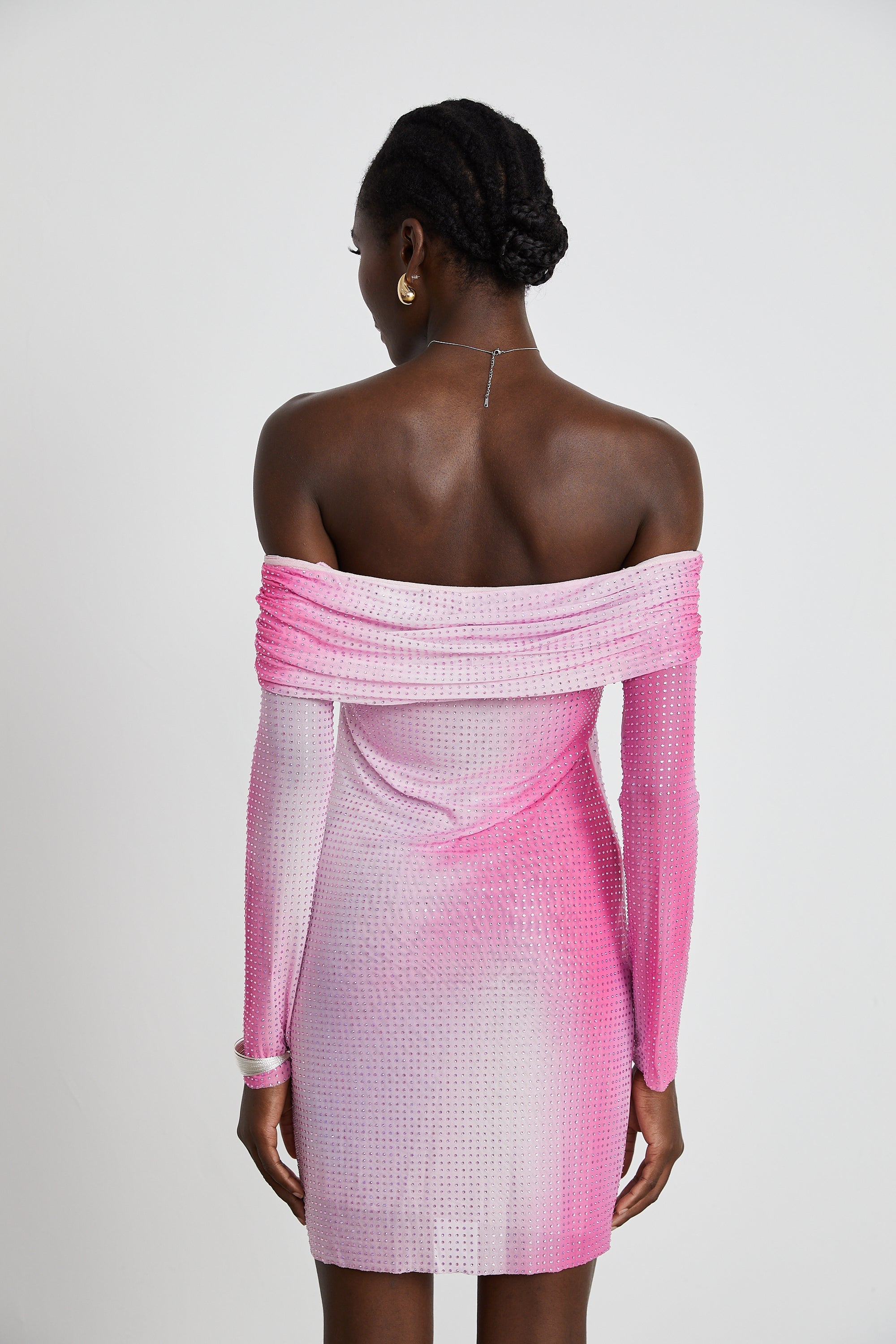 Andréa İşlemeli Omuzları Açık Mini Elbise