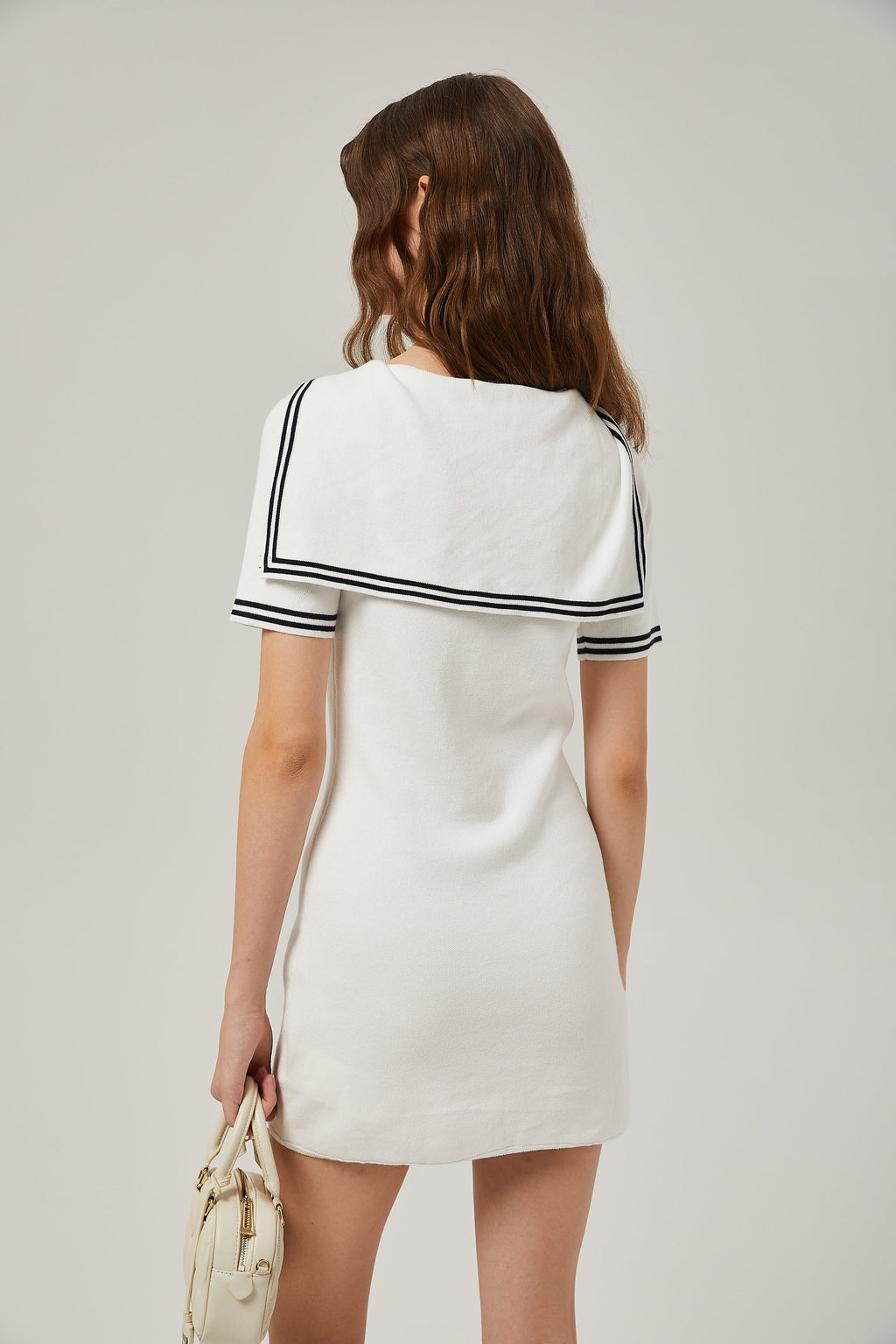 Aiza Denizci Yaka Kısa Kollu Pamuklu Mini Elbise