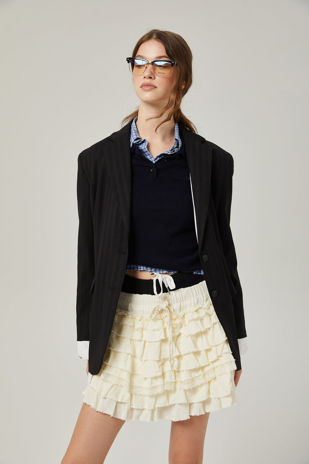 Angélique Dantel Şeritli Katmanlı Etek