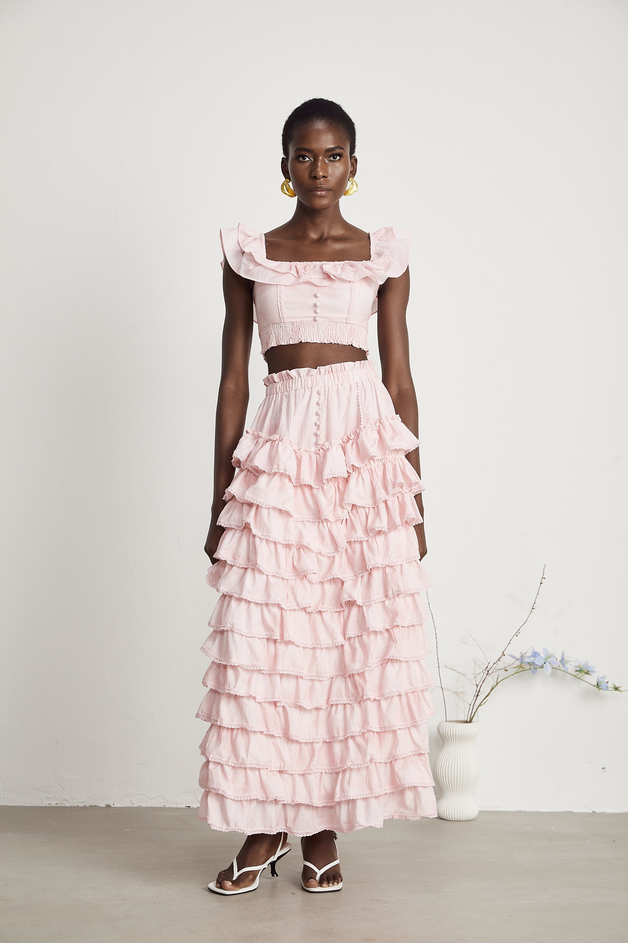 Anaïs Katmanlı Farbalalı Üst Ve Etek Eşleştirme Seti