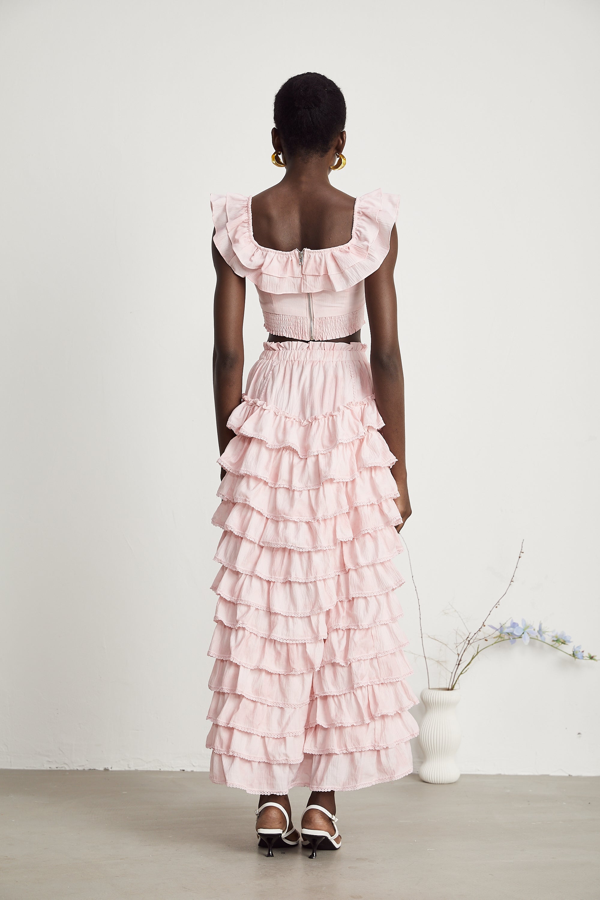 Anaïs Katmanlı Farbalalı Üst Ve Etek Eşleştirme Seti