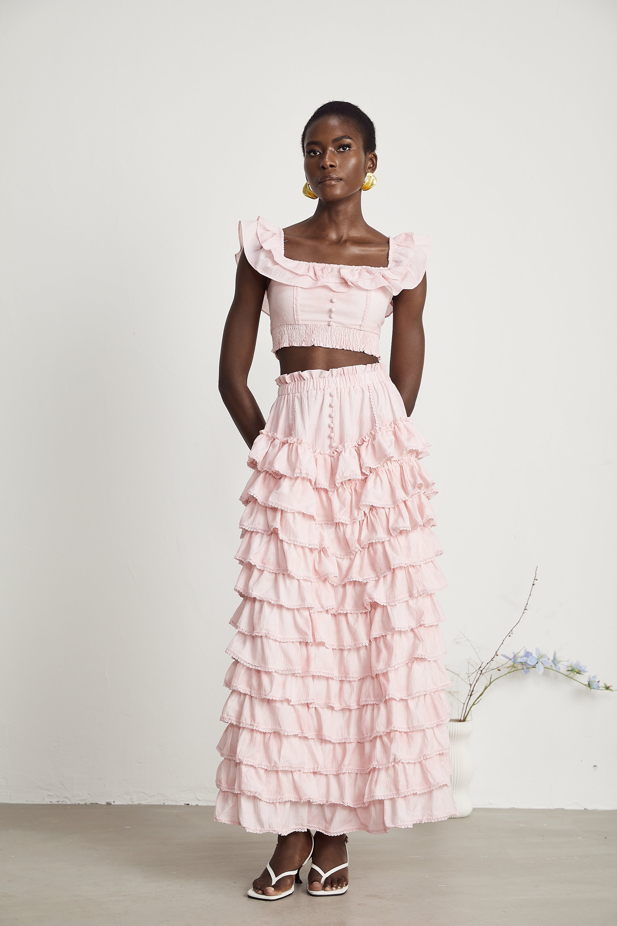 Anaïs Katmanlı Farbalalı Üst Ve Etek Eşleştirme Seti