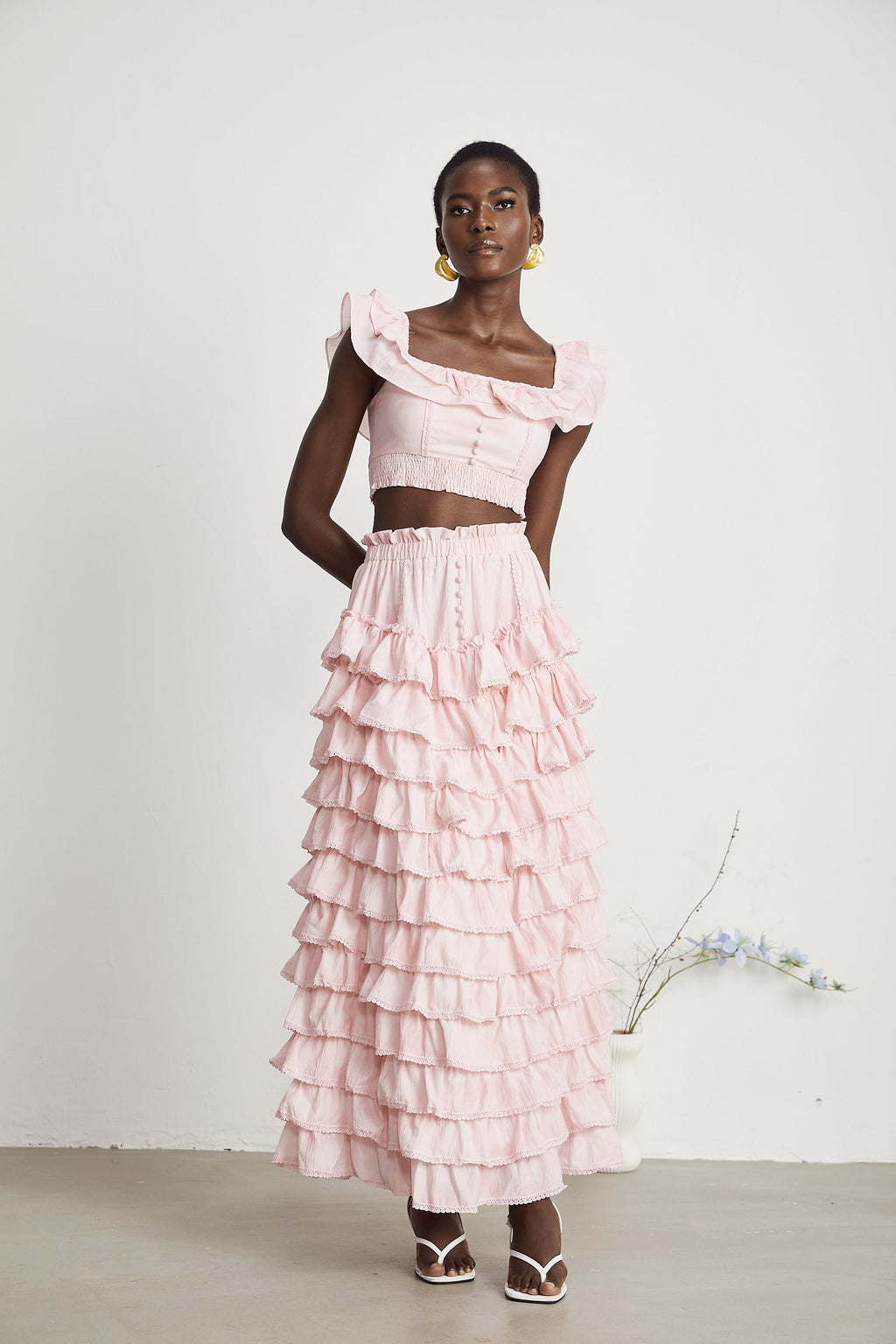 Anaïs Katmanlı Farbalalı Üst Ve Etek Eşleştirme Seti