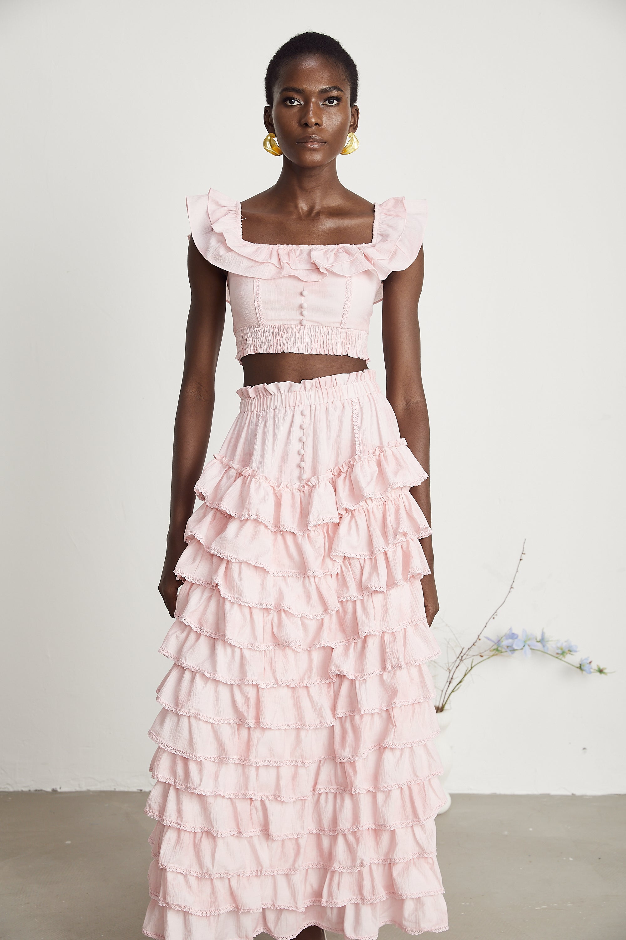 Anaïs Katmanlı Farbalalı Üst Ve Etek Eşleştirme Seti