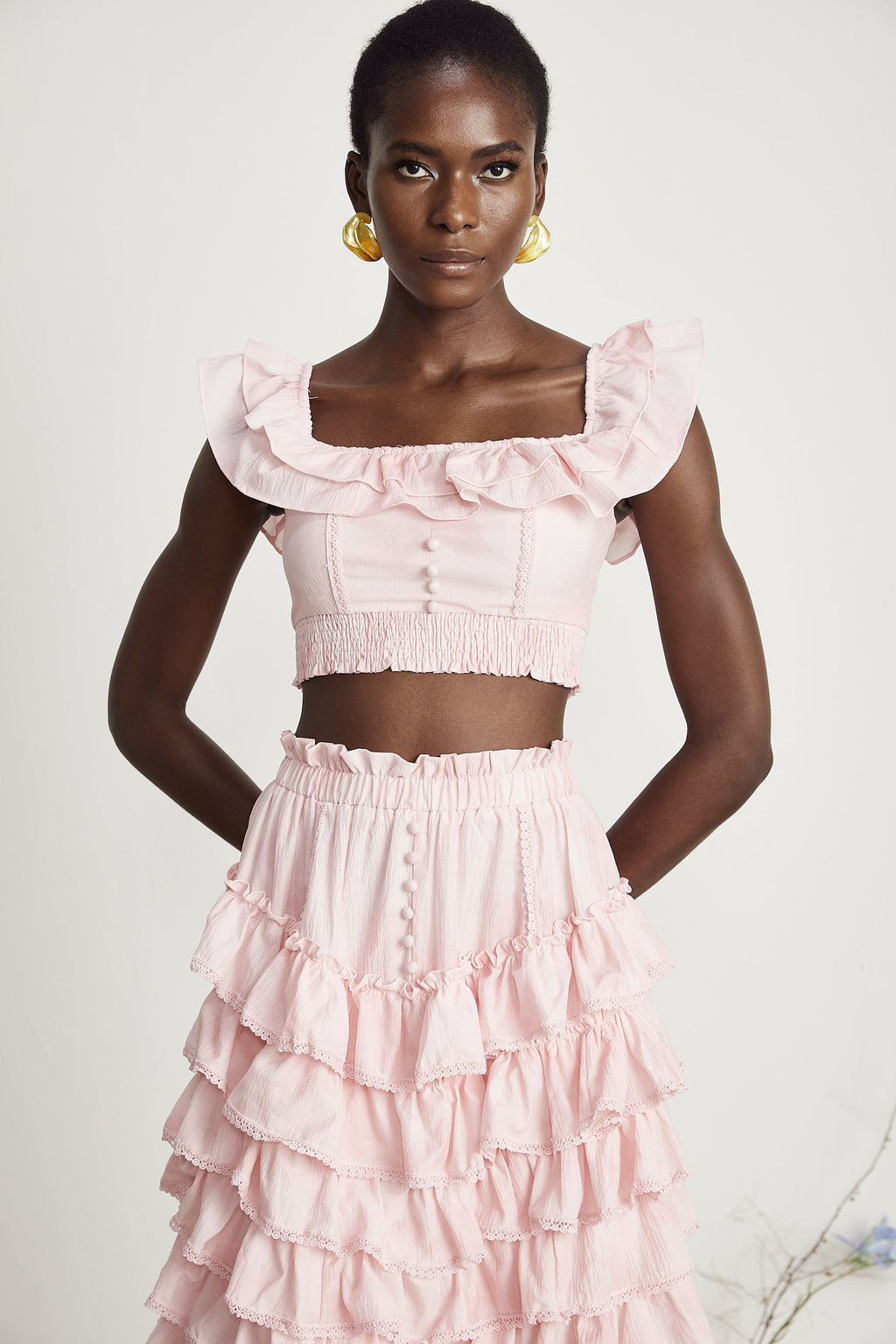 Anaïs Katmanlı Farbalalı Üst Ve Etek Eşleştirme Seti