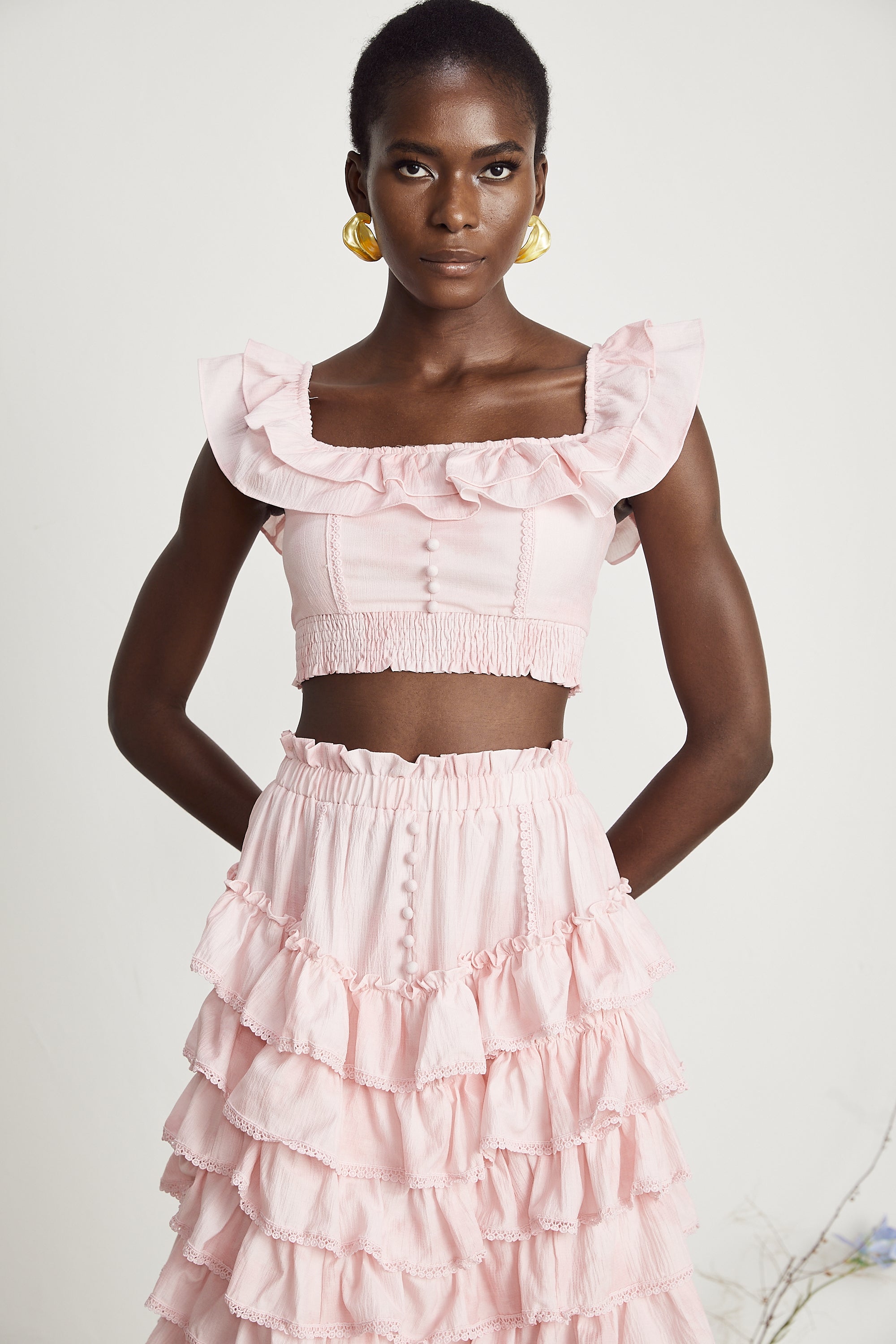 Anaïs Katmanlı Farbalalı Üst Ve Etek Eşleştirme Seti