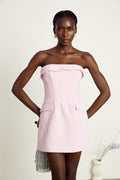 Amélie Pembe Katlanır Straplez Mini Elbise