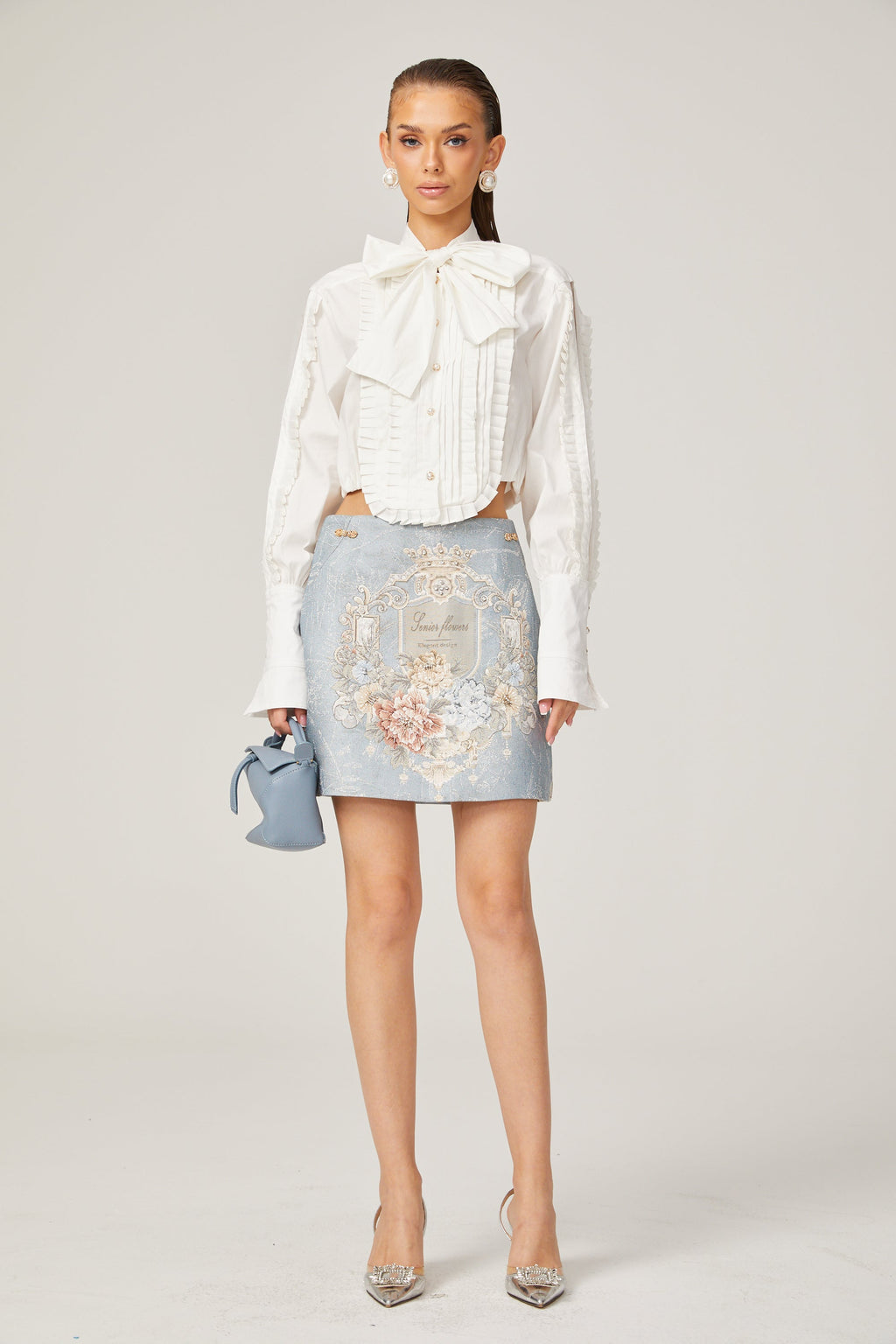 Aliénor Mavi Baskılı Mini Etek