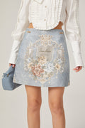 Aliénor Mavi Baskılı Mini Etek