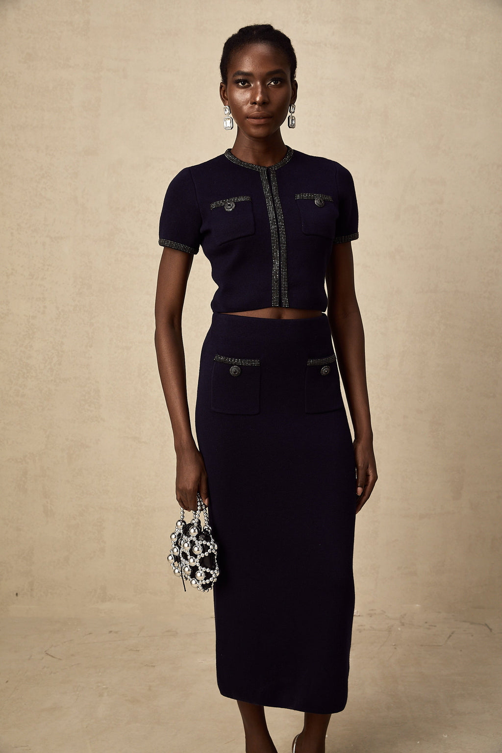 Aïda Süslemeli Fitilli Örgü Üst Ve Etek Eşleştirme Seti