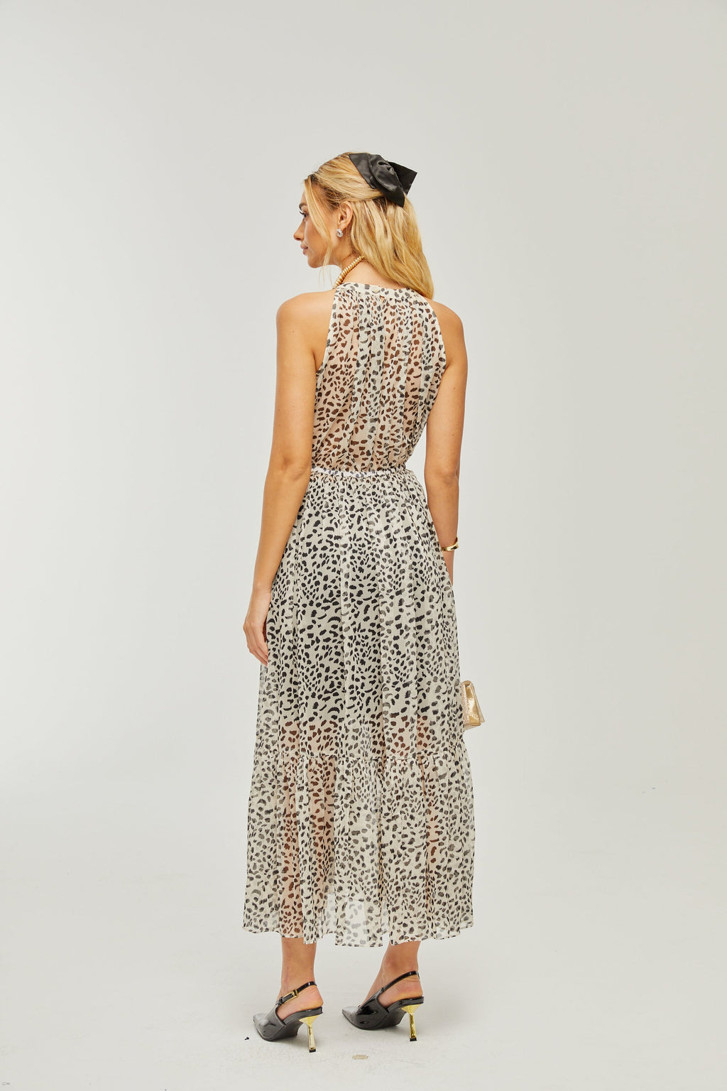 Adèle Kolsuz Leopar Desenli Midi Elbise