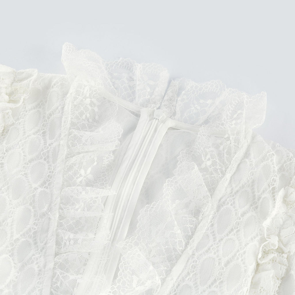 Aimée Katlı, Dantel İşlemeli, Midi Elbise