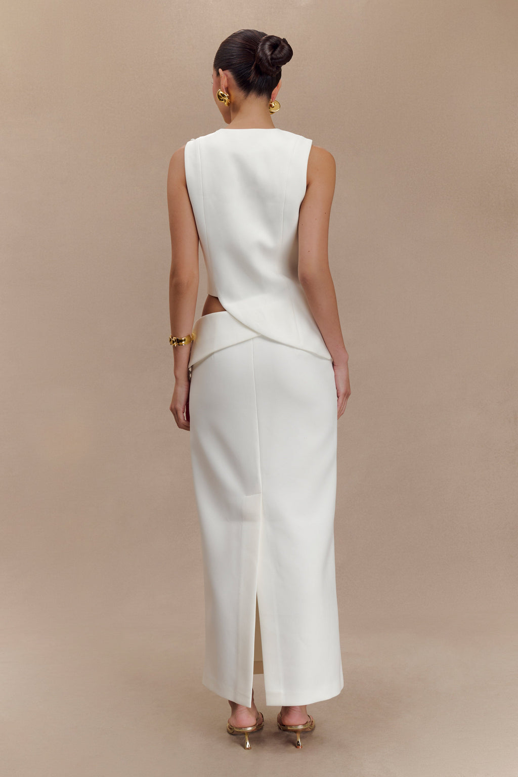 Astrid Asimetrik Kolsuz Takım Elbise Set - Beyaz