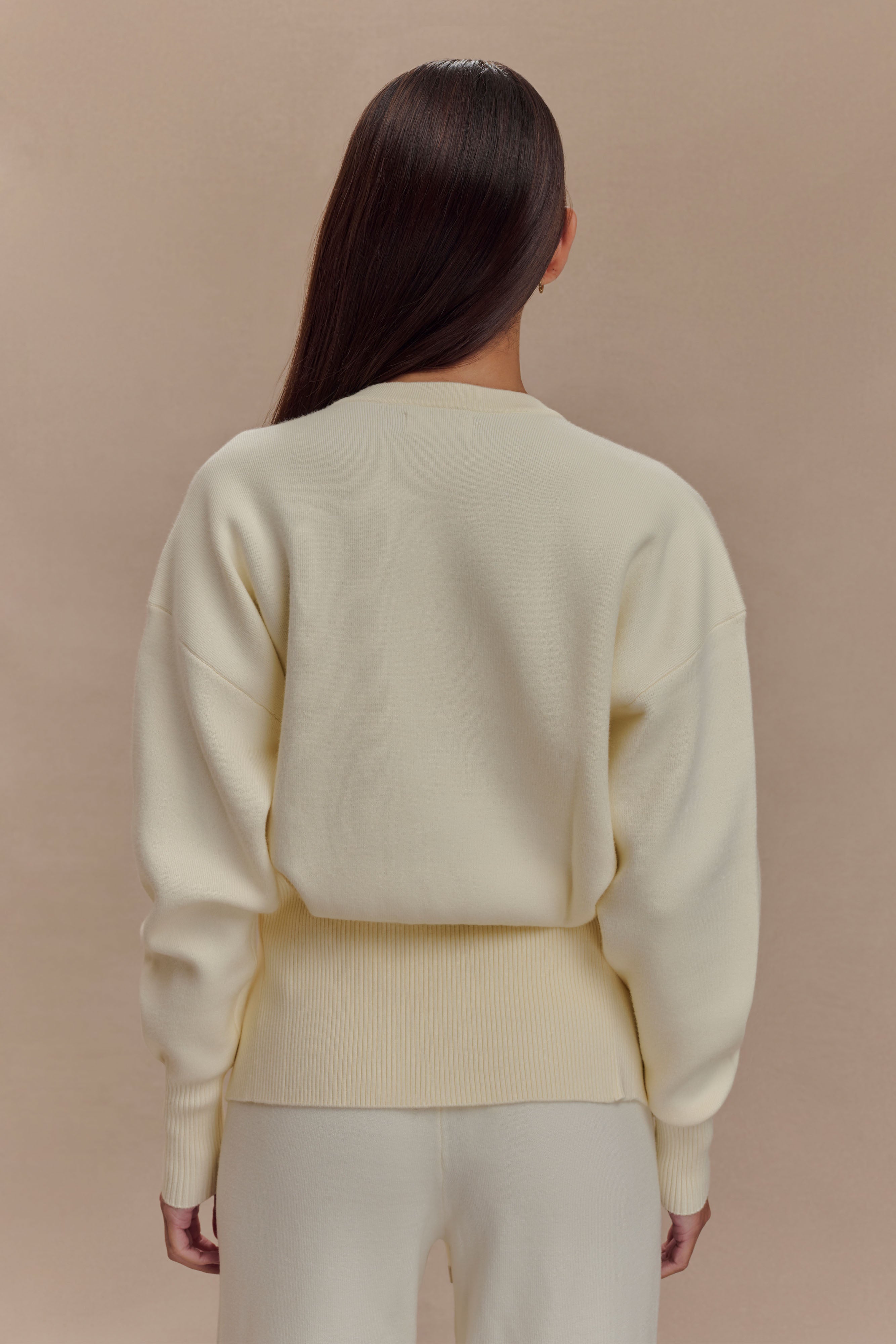 Alexia Düğmeli Büyük Beden Hırka - Fildişi