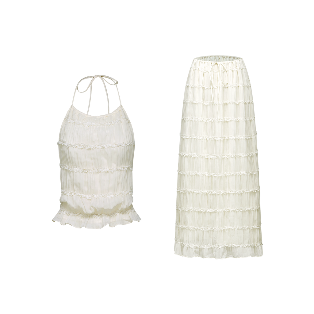 Alyssa Pilili Üst Ve Etek Uyumlu Takım