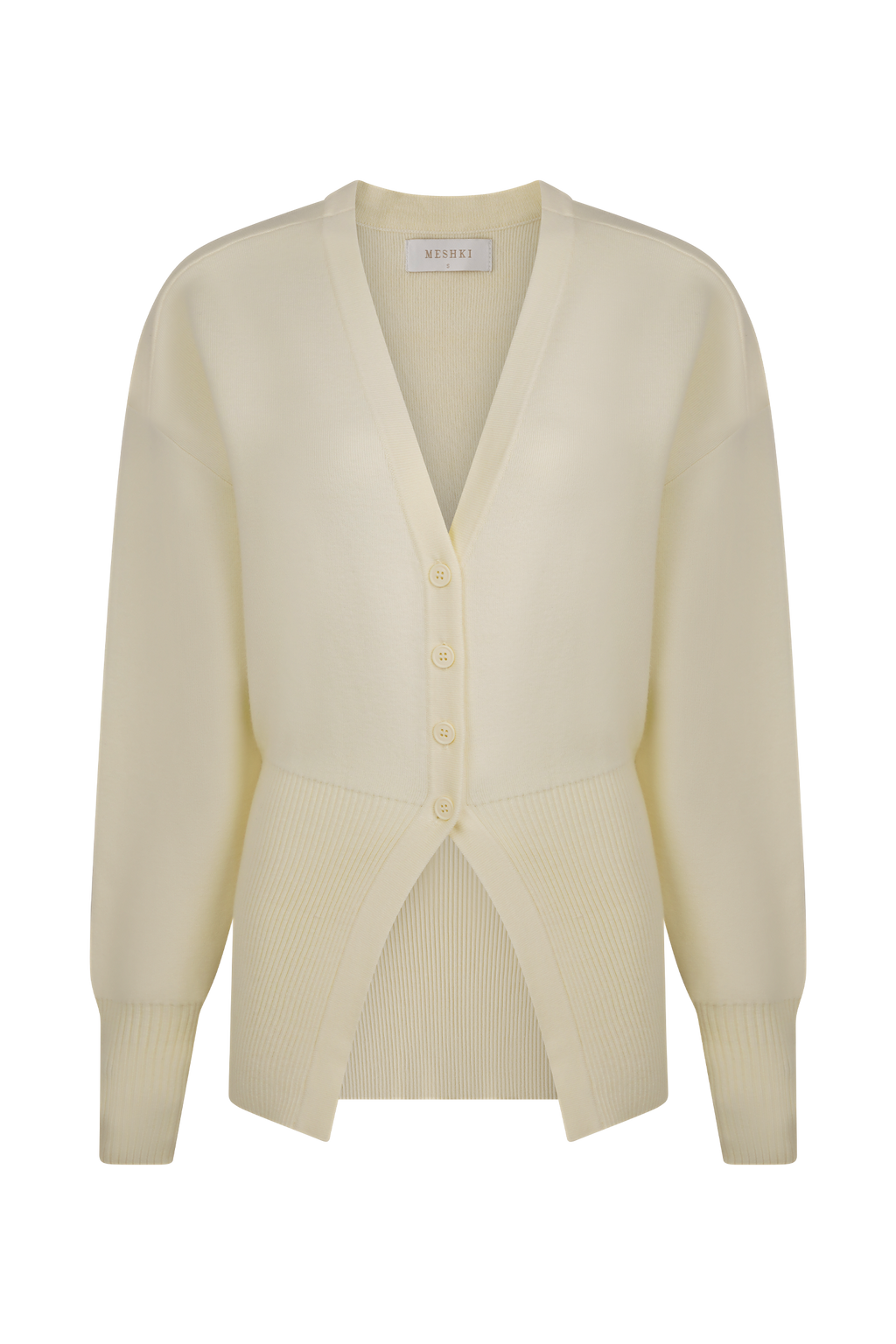 Alexia Düğmeli Büyük Beden Hırka - Fildişi