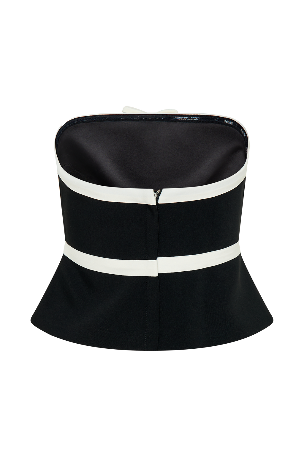 Aisha Kontrast Fiyonklu Straplez Takım Elbise Üstü - Siyah Beyaz