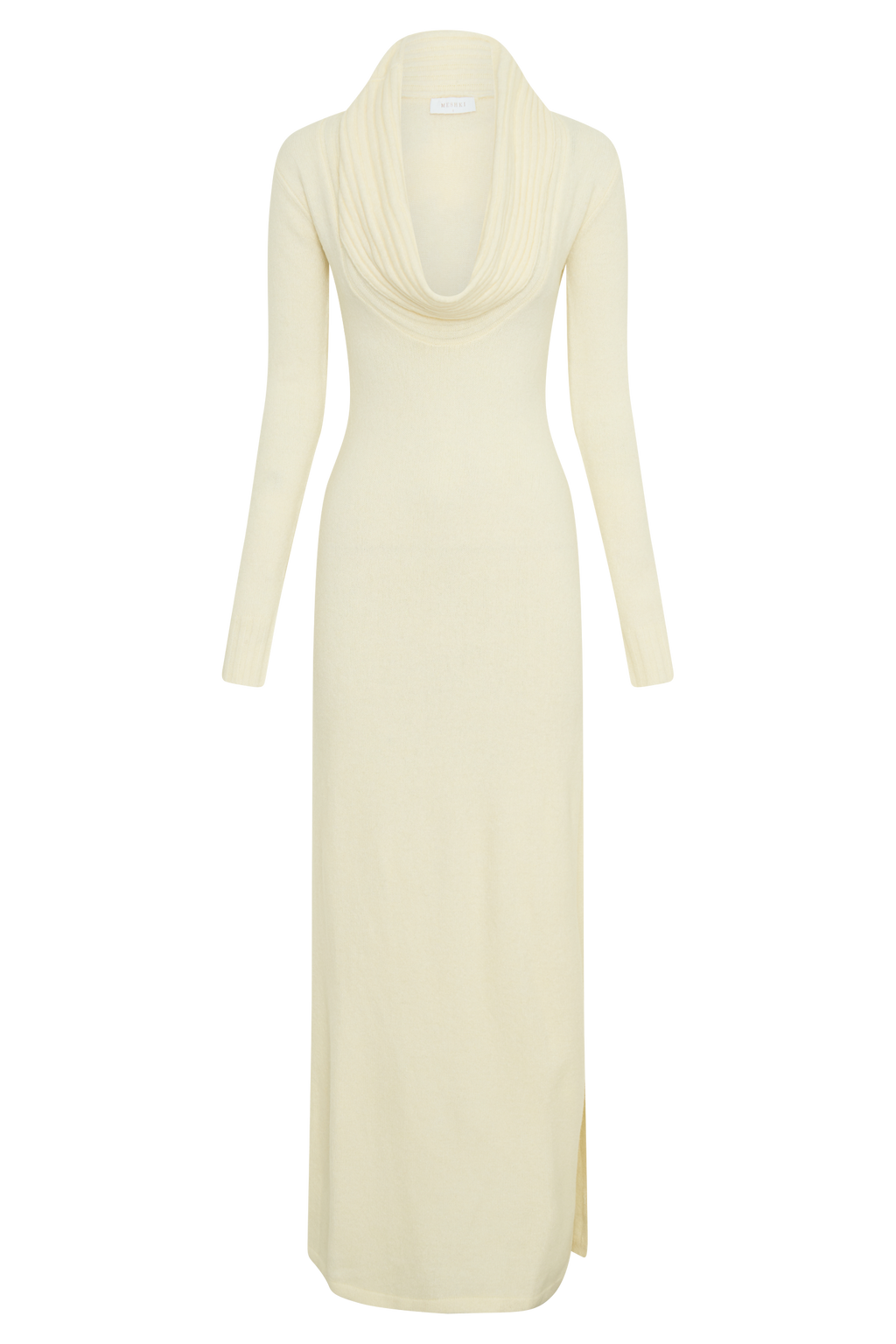 Alessandra Çift Taraflı Örgü Maxi Elbise - Fildişi Marle