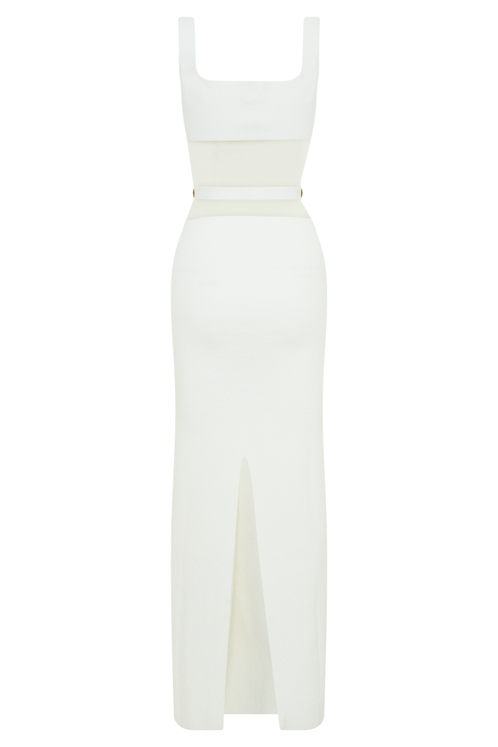 Alysanne Kesikli Örgü Uzun Elbise - Beyaz