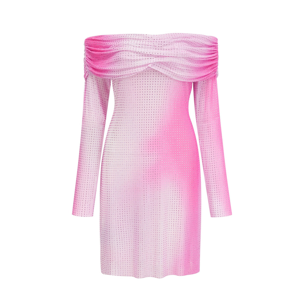 Andréa İşlemeli Omuzları Açık Mini Elbise