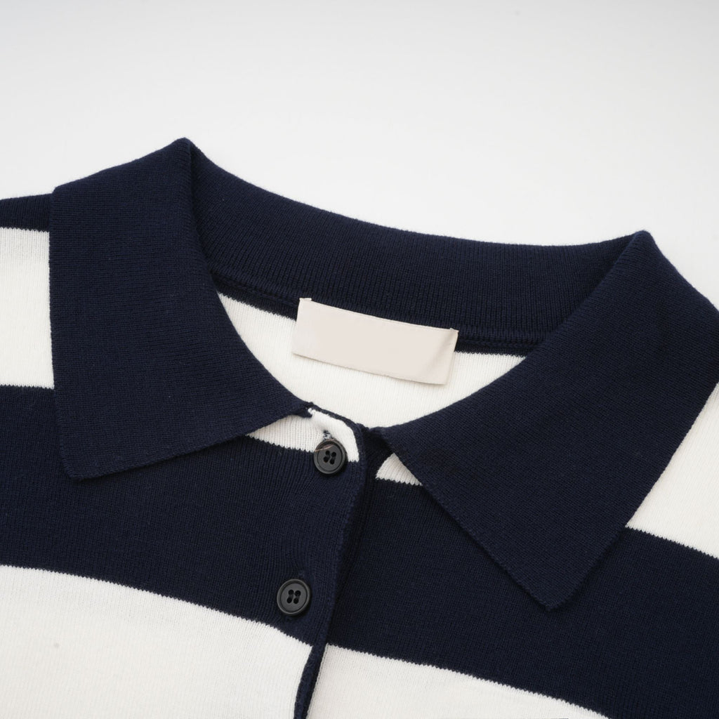 Adèle Blok Renkli Çizgili Polo Yaka Tişört