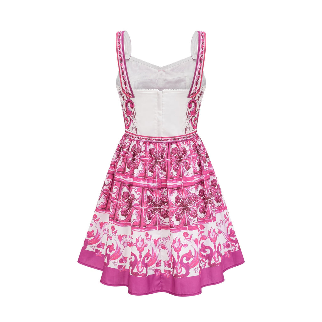 Annika Grafik Desenli Kolsuz Mini Elbise