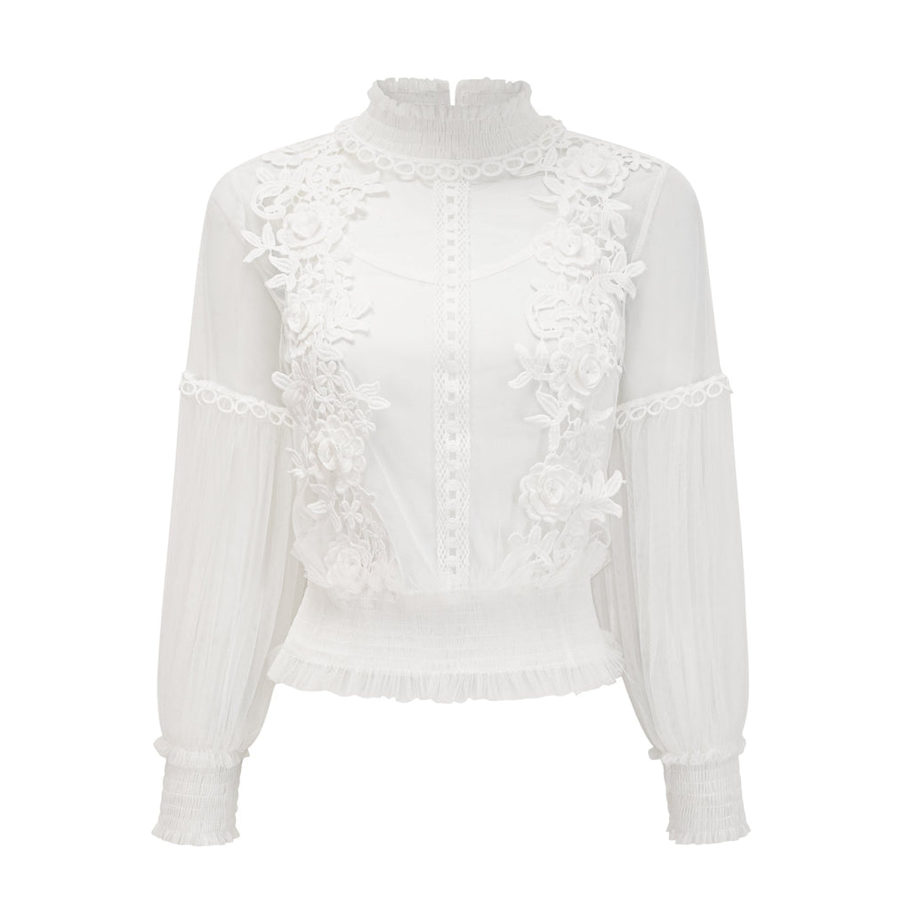 Aiza Çiçekli Yarı Transparan Üst