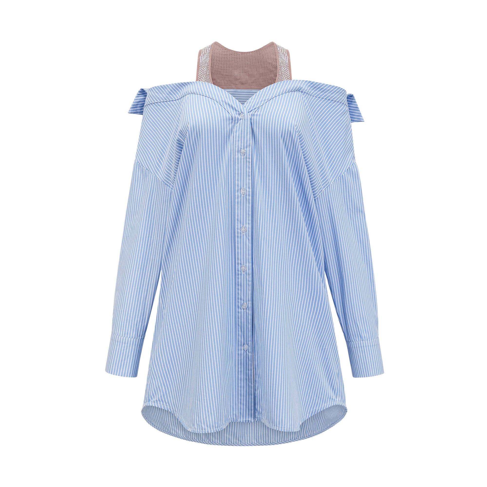 Agathe Katlı Çizgili Gömlek Elbise