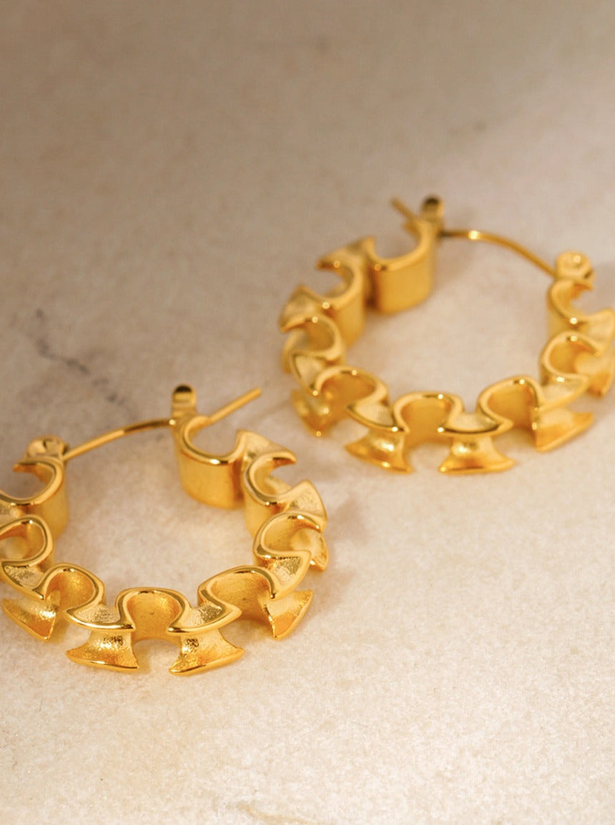 18K Altın Kaplama Katlanmış Stil Küpe