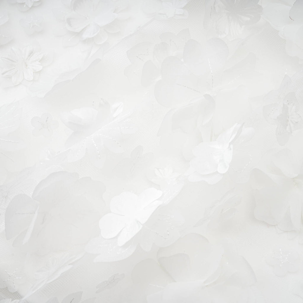 Apolline Beyaz Suni Çiçek Mini Elbise