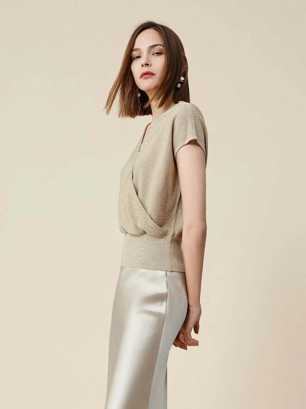 Altın Gümüş İplik Kısa Kollu Üst