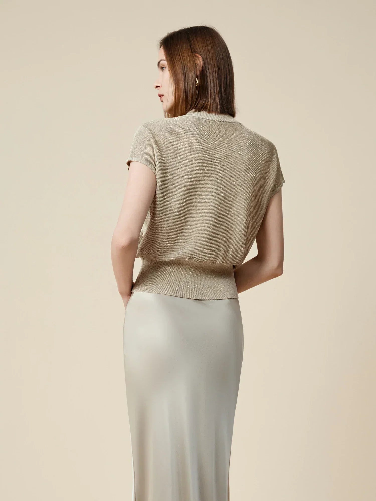 Altın Gümüş İplik Kısa Kollu Üst