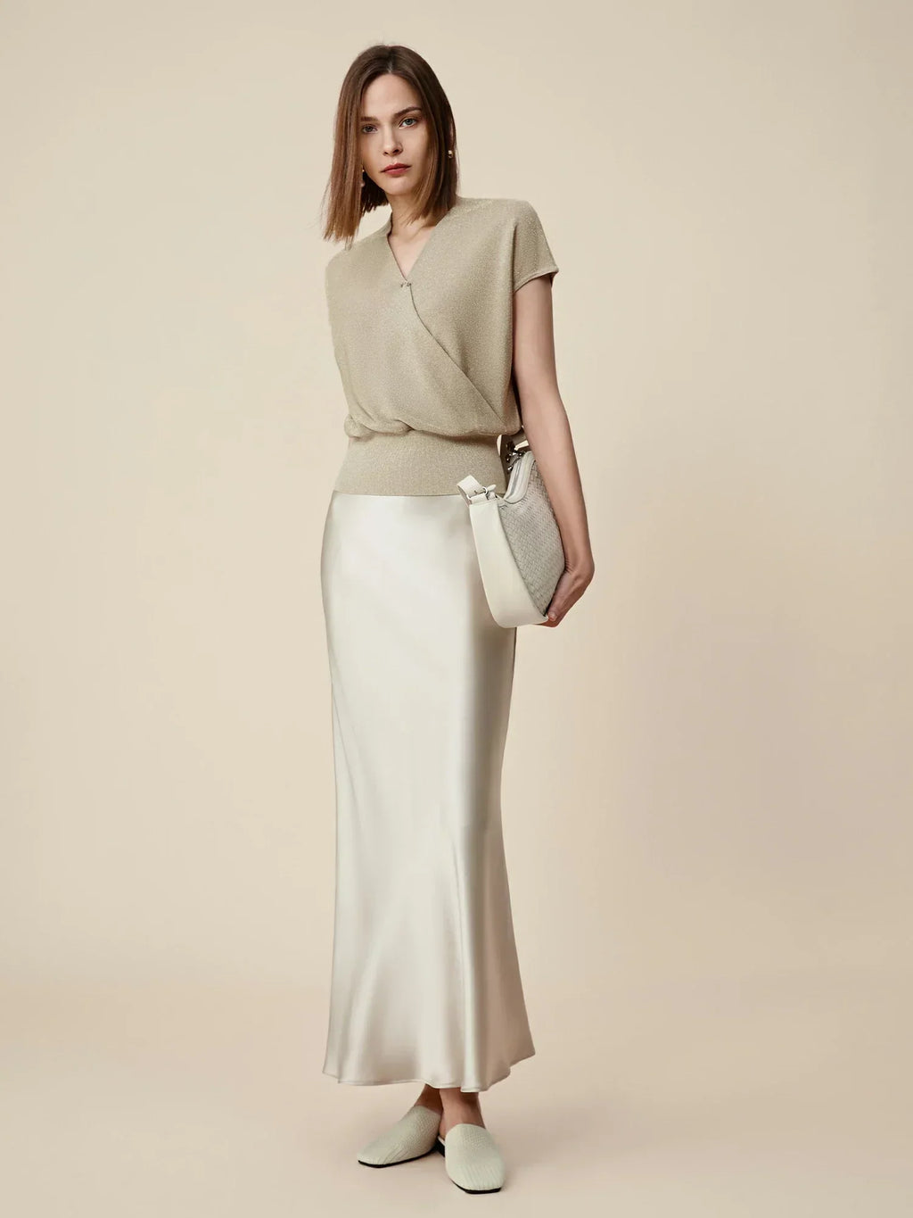 Altın Gümüş İplik Kısa Kollu Üst