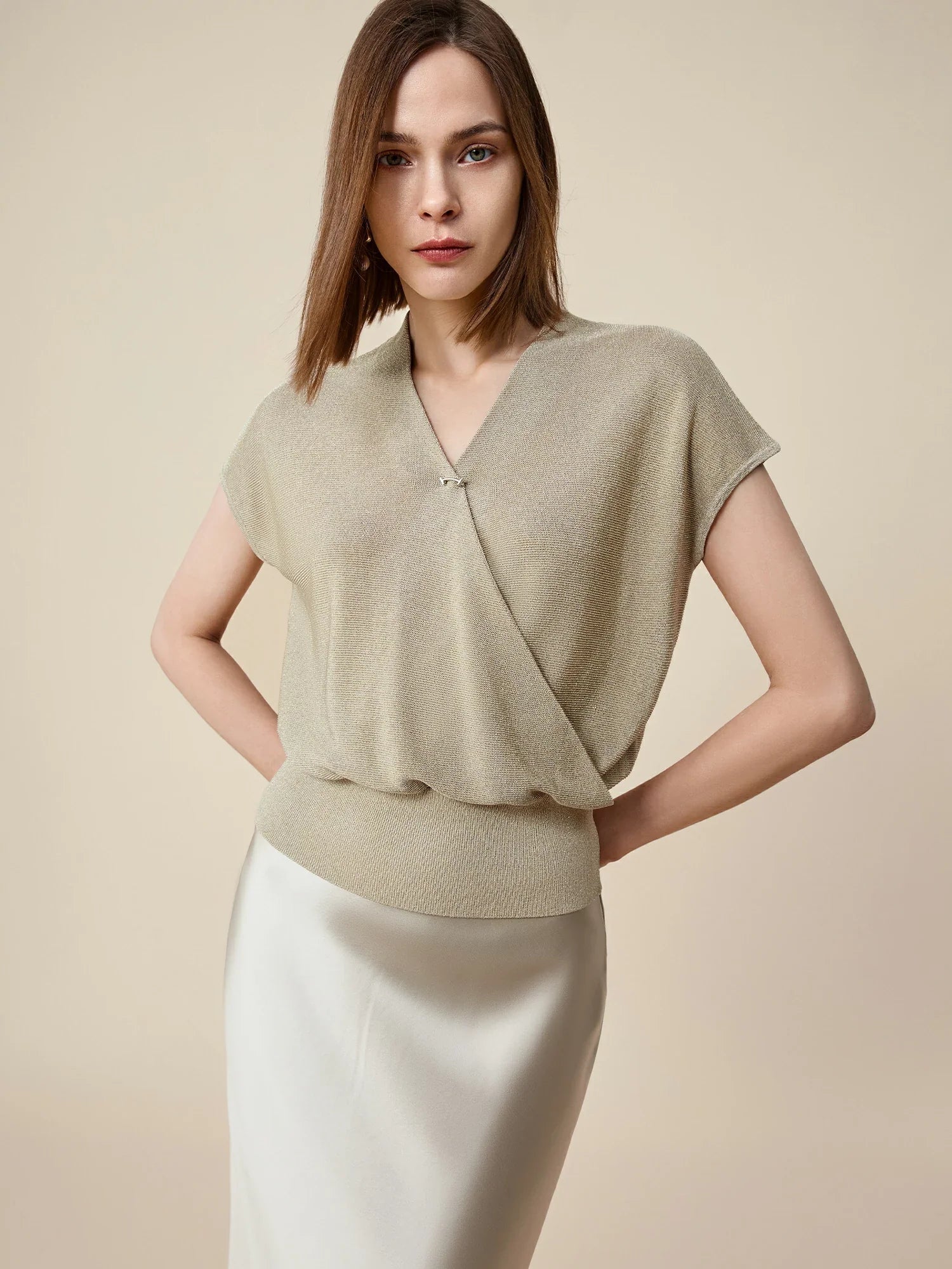 Altın Gümüş İplik Kısa Kollu Üst