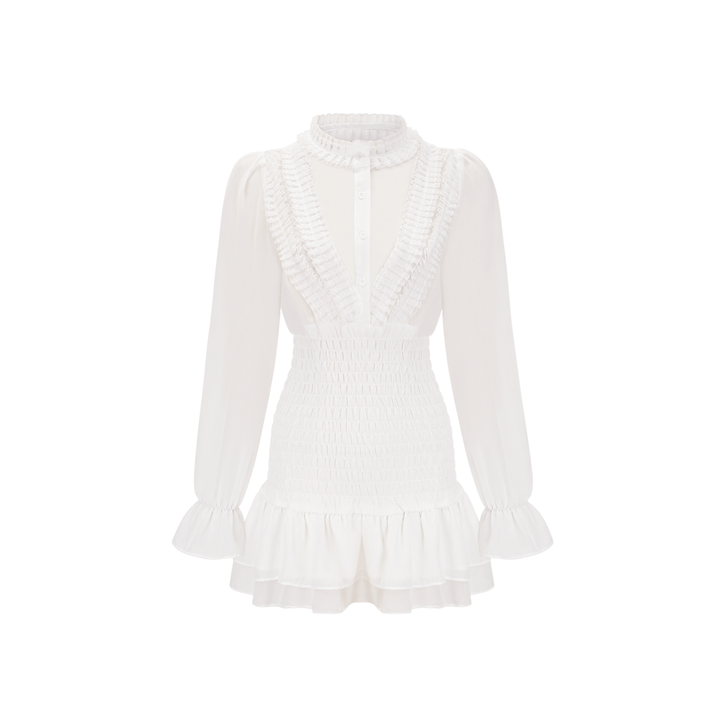 Apolline Kar Beyazı Gömlek Mini Elbise