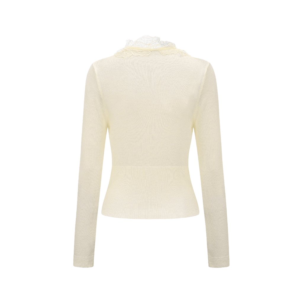 Agnès Çiçek Süslemeli Örme V Yaka Üst