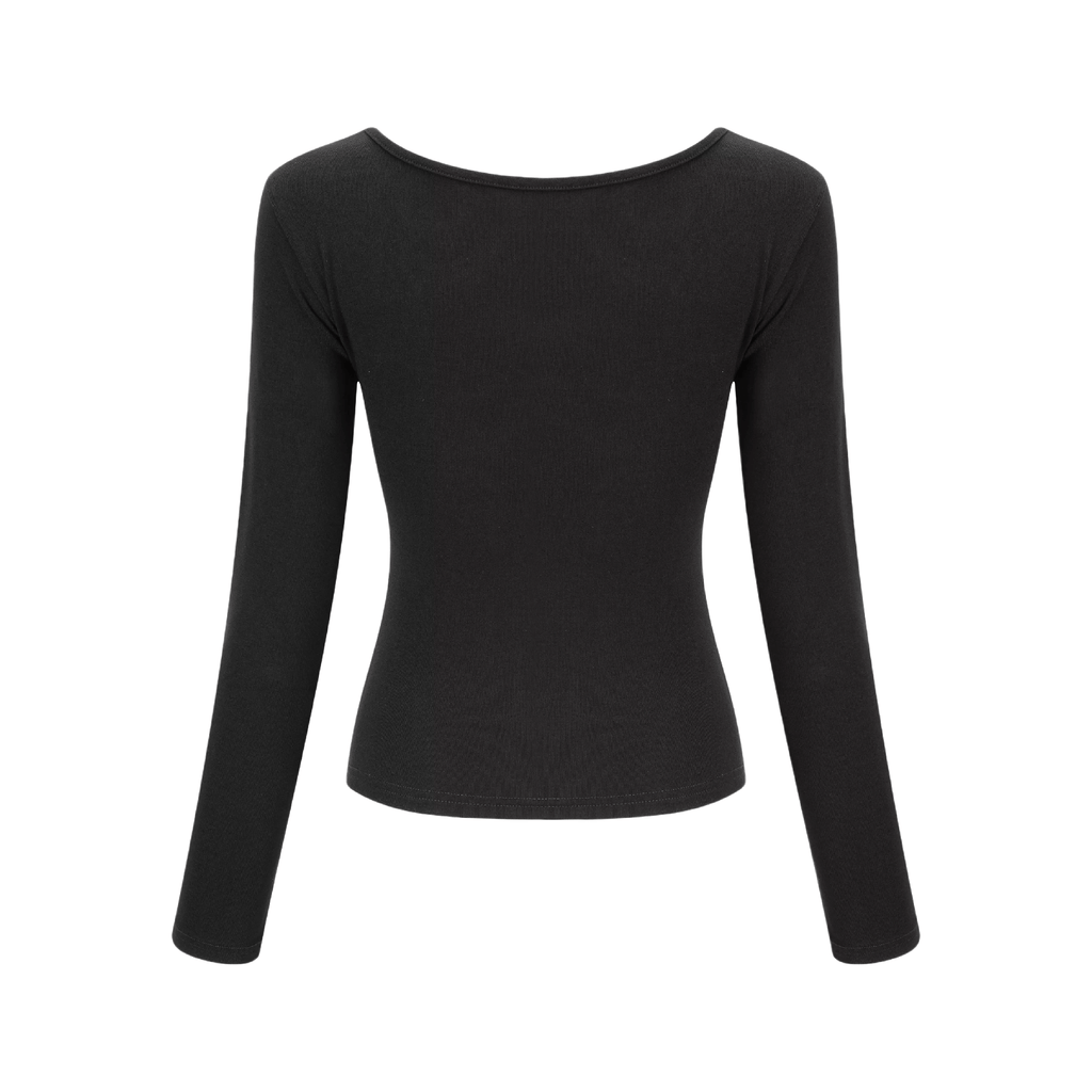 Ahşap Kare Yakalı Kısa Üst